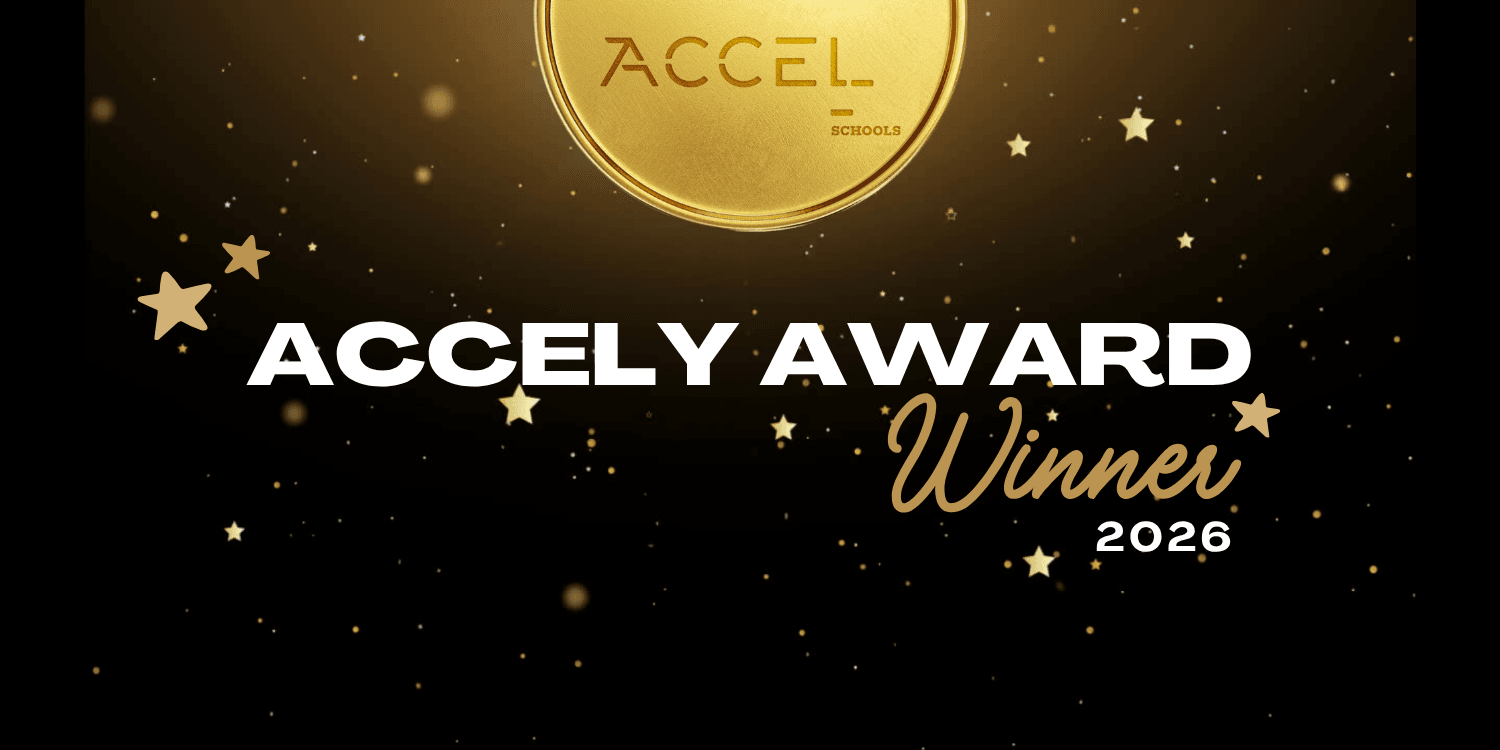 Accely Award Winner 2026 with gold medal and stars.